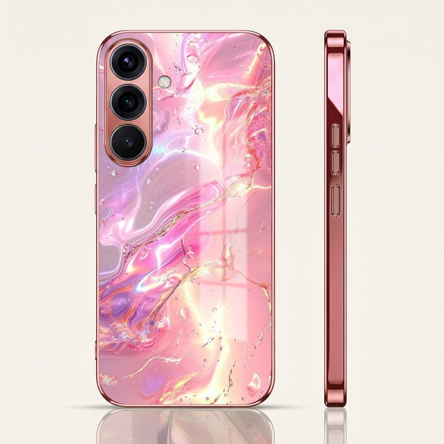 Samsung Galaxy A56 5G Pearl Aurora Pink Electroplated Glass Phone Back Case