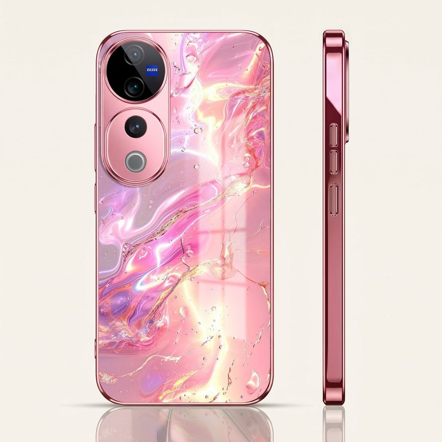 Vivo V40 Pro 5G Pearl Aurora Pink Electroplated Glass Phone Back Case