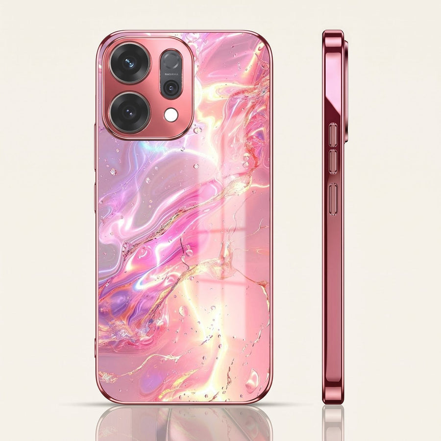 Oppo Reno 14 5G Pearl Aurora Pink Electroplated Glass Phone Back Case