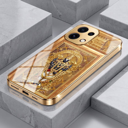 Oppo Reno 16C 5G Premium Heritage Gold Electroplated Glass Phone Back Case