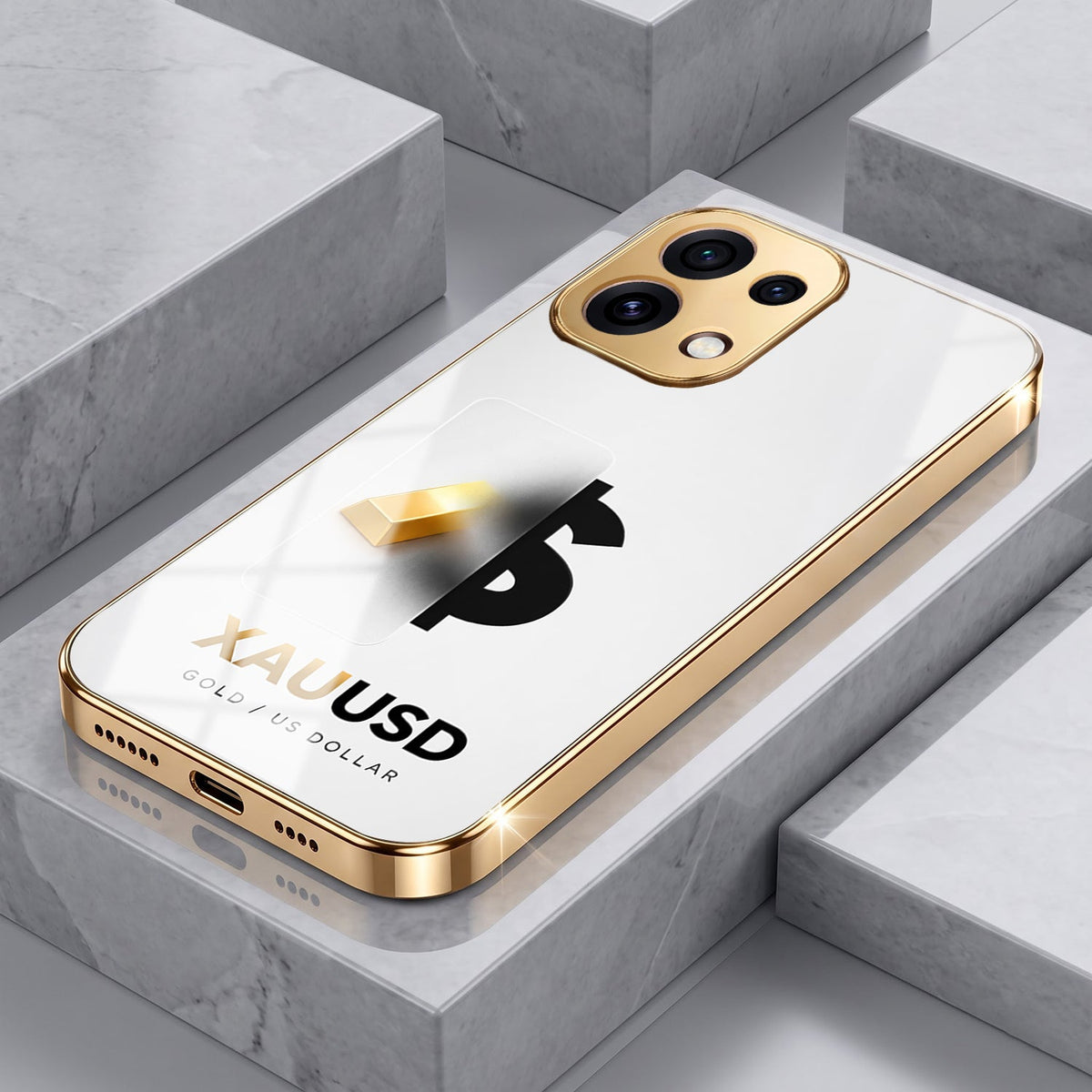 Oppo Reno 16C 5G Luxury XAU/USD Gold Electroplated Glass Phone Back Case