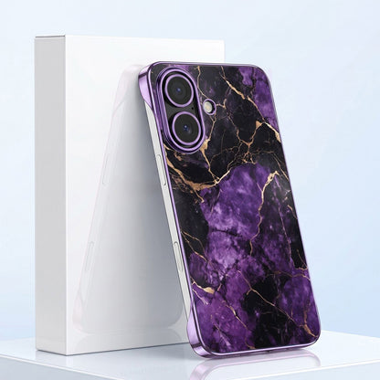 iPhone 16 Plus 5G  Mystic Marble Purple Printed  Frameless Back Case