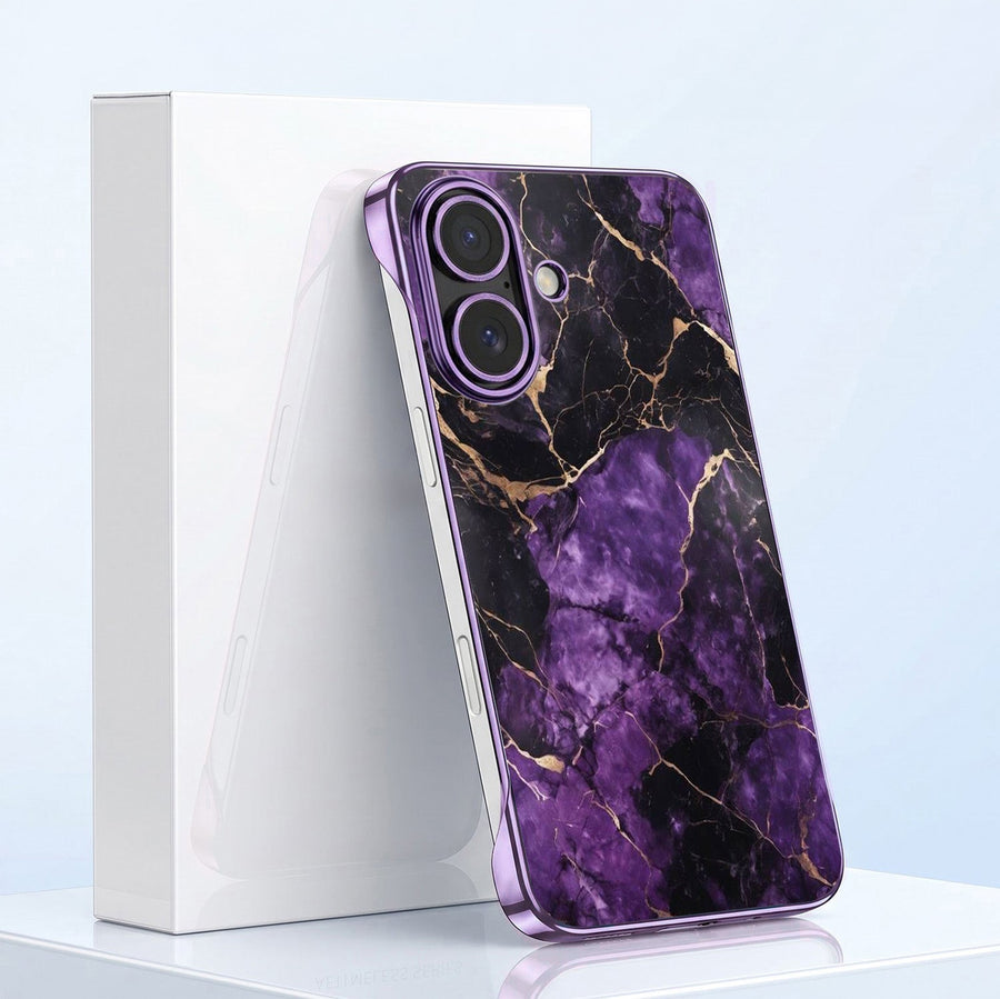iPhone 16 Plus 5G  Mystic Marble Purple Printed  Frameless Back Case