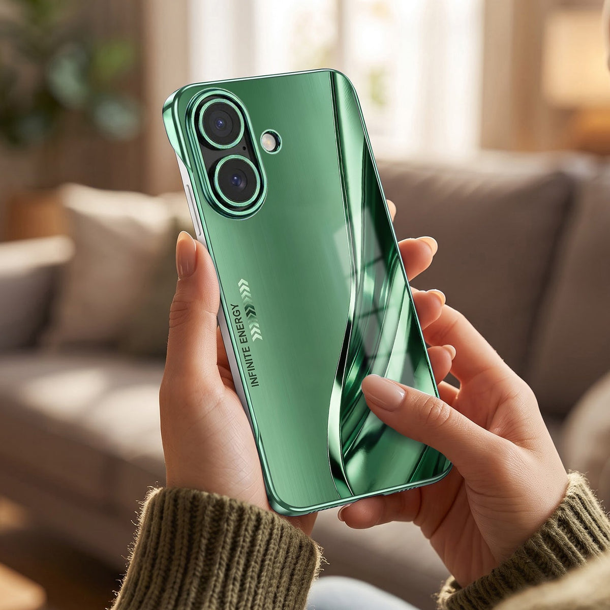 iPhone 16 Plus 5G Infinity Energy Green Printed  Frameless Back Case