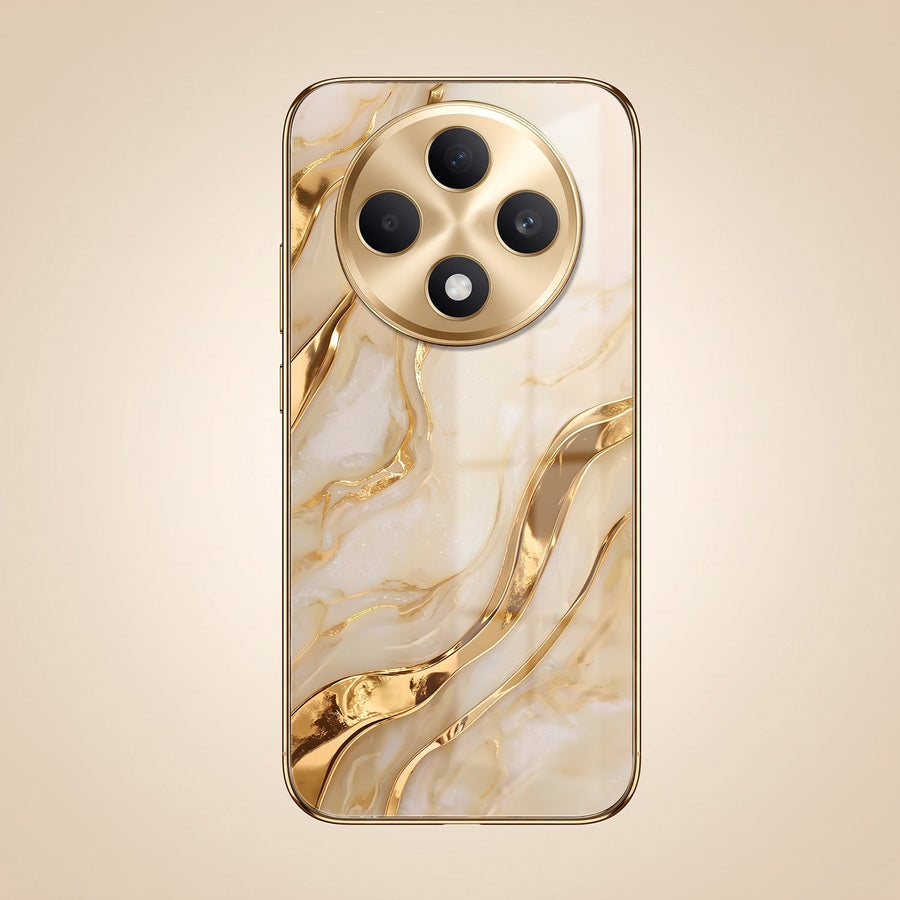 Oppo F27 Pro+ 5G Marvel Texture Gold Electroplated Glass Phone Back Case