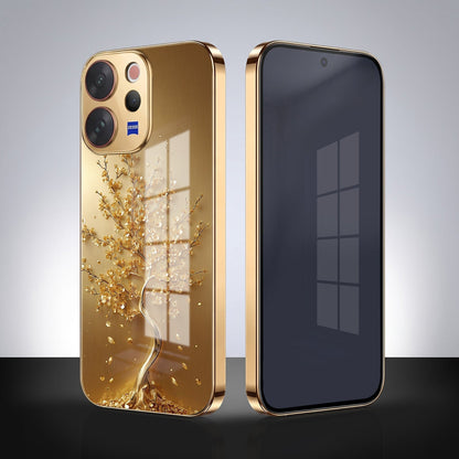 Vivo V70 5G Golden Tree Gold Electroplated Glass Phone Back Case
