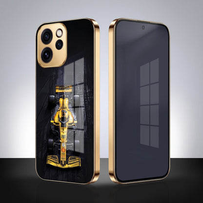 Oppo Reno 15 Pro Mini 5G F1 Racing Car Gold Electroplated Glass Phone Back Case