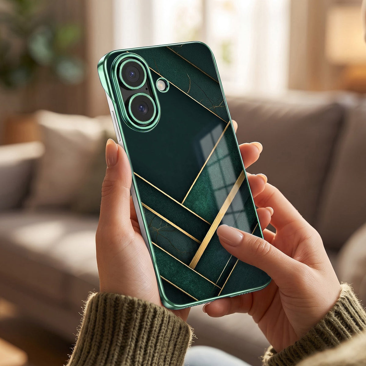 iPhone 16 Plus 5G Emerald Royale Green Printed  Frameless Back Case