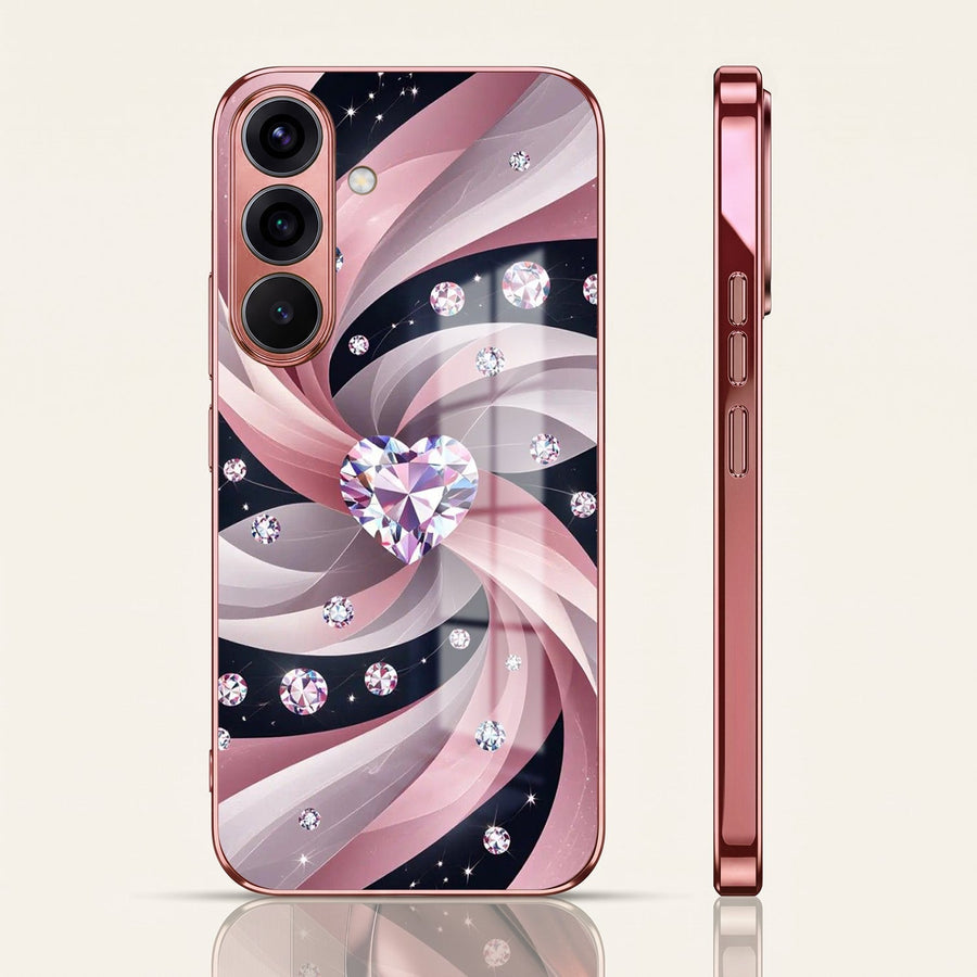 Samsung Galaxy A56 5G Diamond Glam Pink Electroplated Glass Phone Back Case