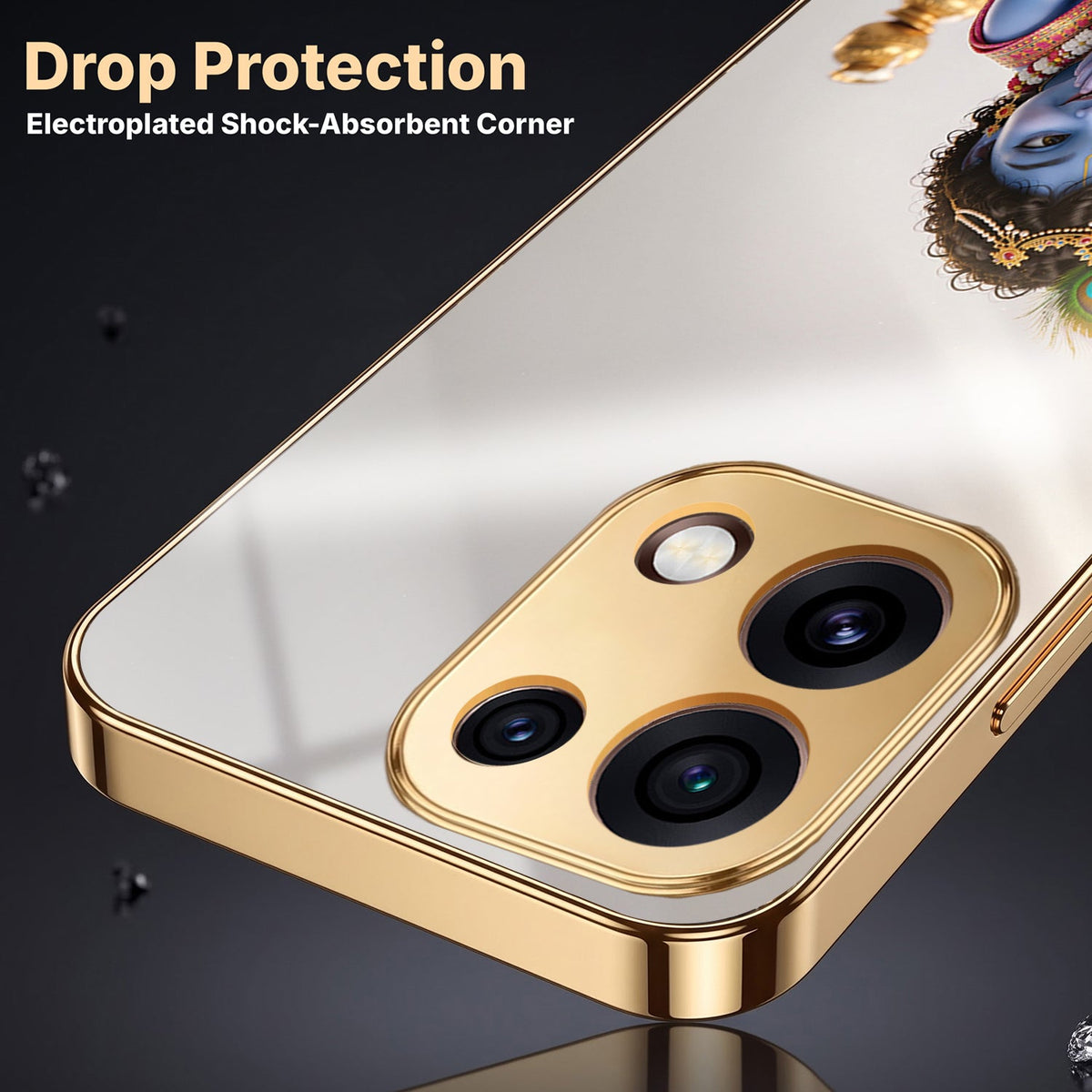 Oppo Reno 16C 5G Bal Krishna Blessings Gold Electroplated Glass Phone Back Case