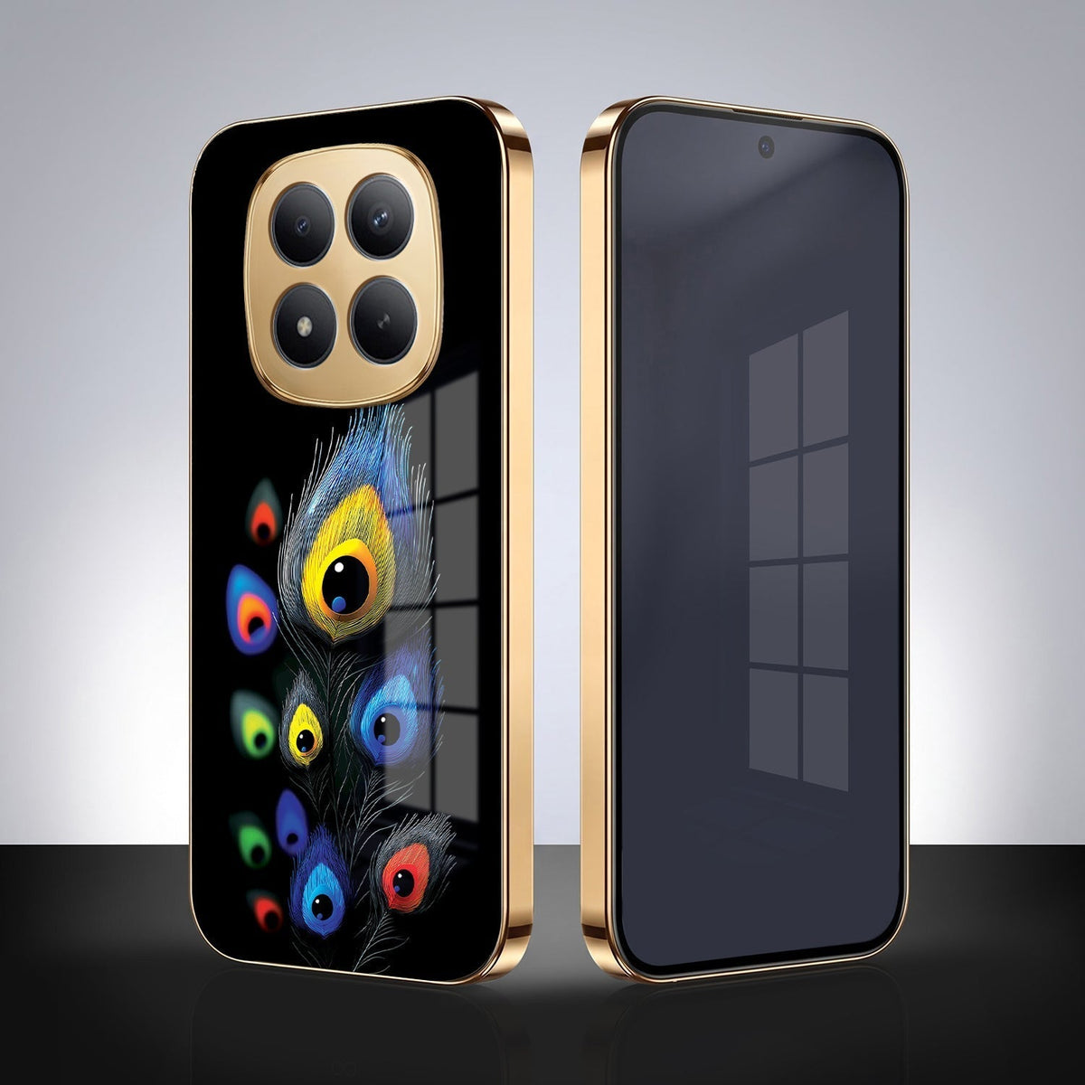 Redmi Note 15 Pro+ 5G Multi-Feather Peacock Gold Electroplated Glass Phone Back Case