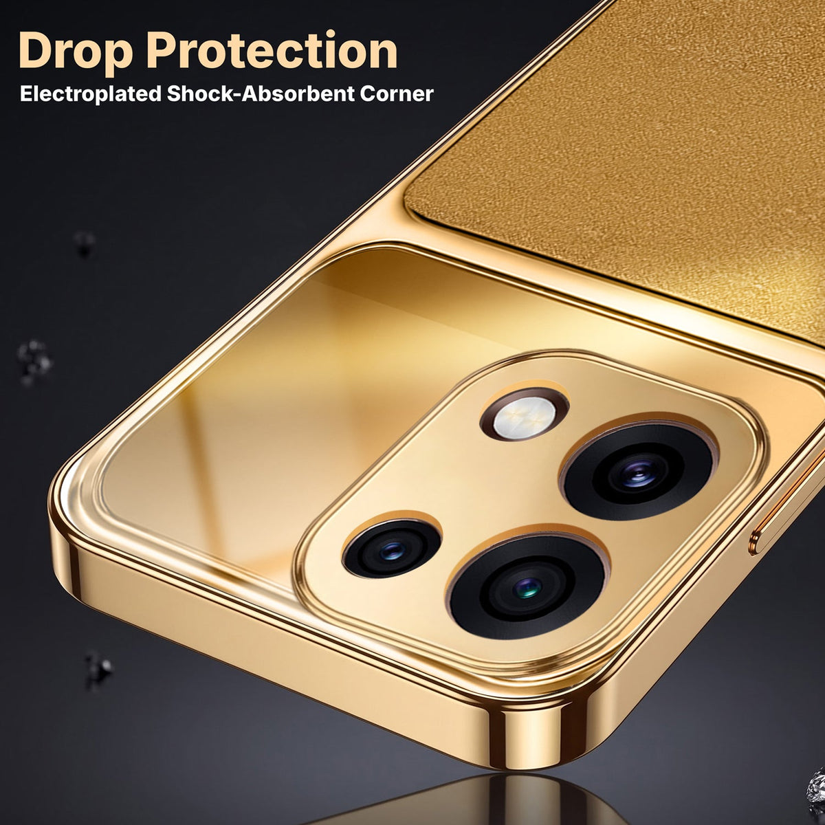 Oppo Reno 16C 5G Royal Touch Apple Gold Electroplated Glass Phone Back Case