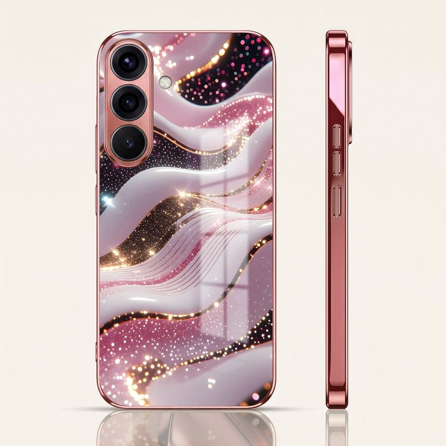 Samsung Galaxy A56 5G Midnight Pearl Wave Pink Electroplated Glass Phone Back Case