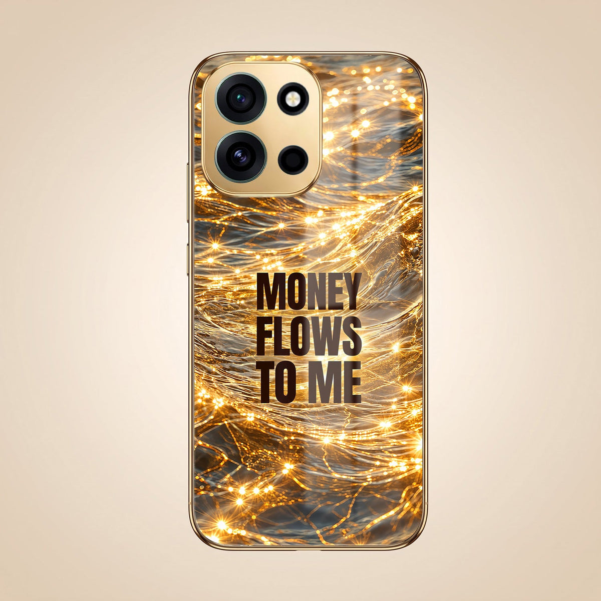 OnePlus Nord 6 5G Money Flows To Me Gold Electroplated Glass Phone Back Case