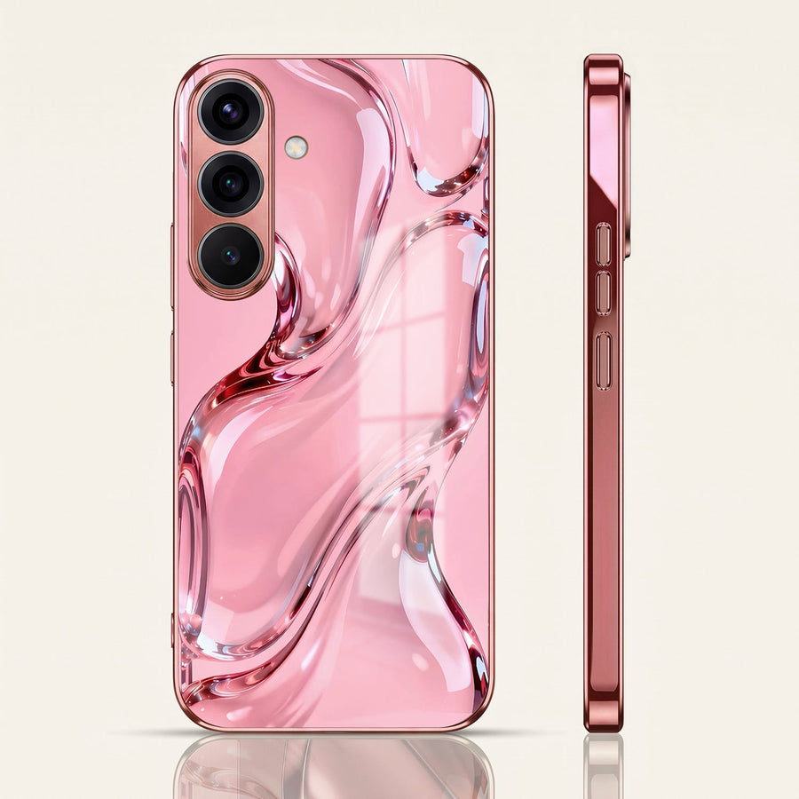 Samsung Galaxy A56 5G Crystal Wave Energy Pink Electroplated Glass Phone Back Case