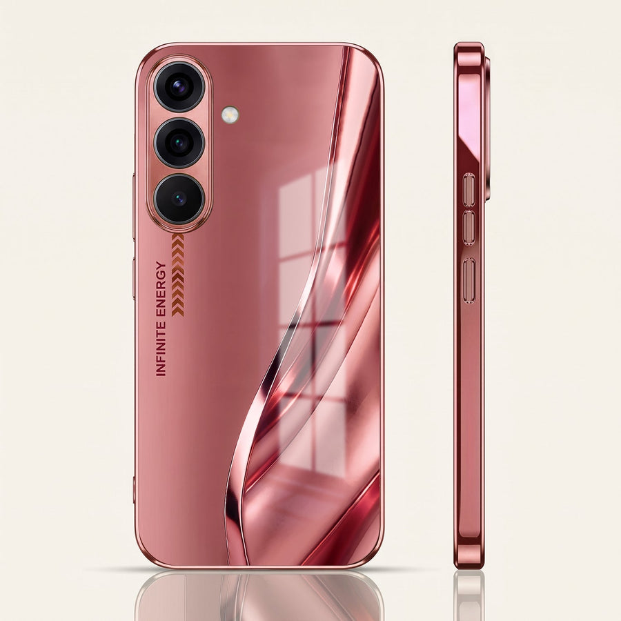 Samsung Galaxy A56 5G Luxury Infinity Energy Pink Electroplated Glass Phone Back Case