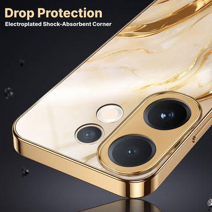 Vivo T4 Pro 5G Marvel Texture Gold Electroplated Glass Phone Back Case