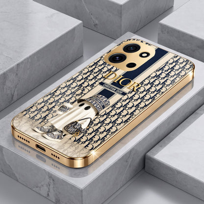 OnePlus Nord 6 5G Luxury Dior Gold Electroplated Glass Phone Back Case