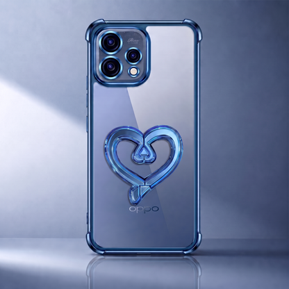Oppo Reno 15 5G Premium Heart Stand Transparent Shockproof Airbag Phone Case