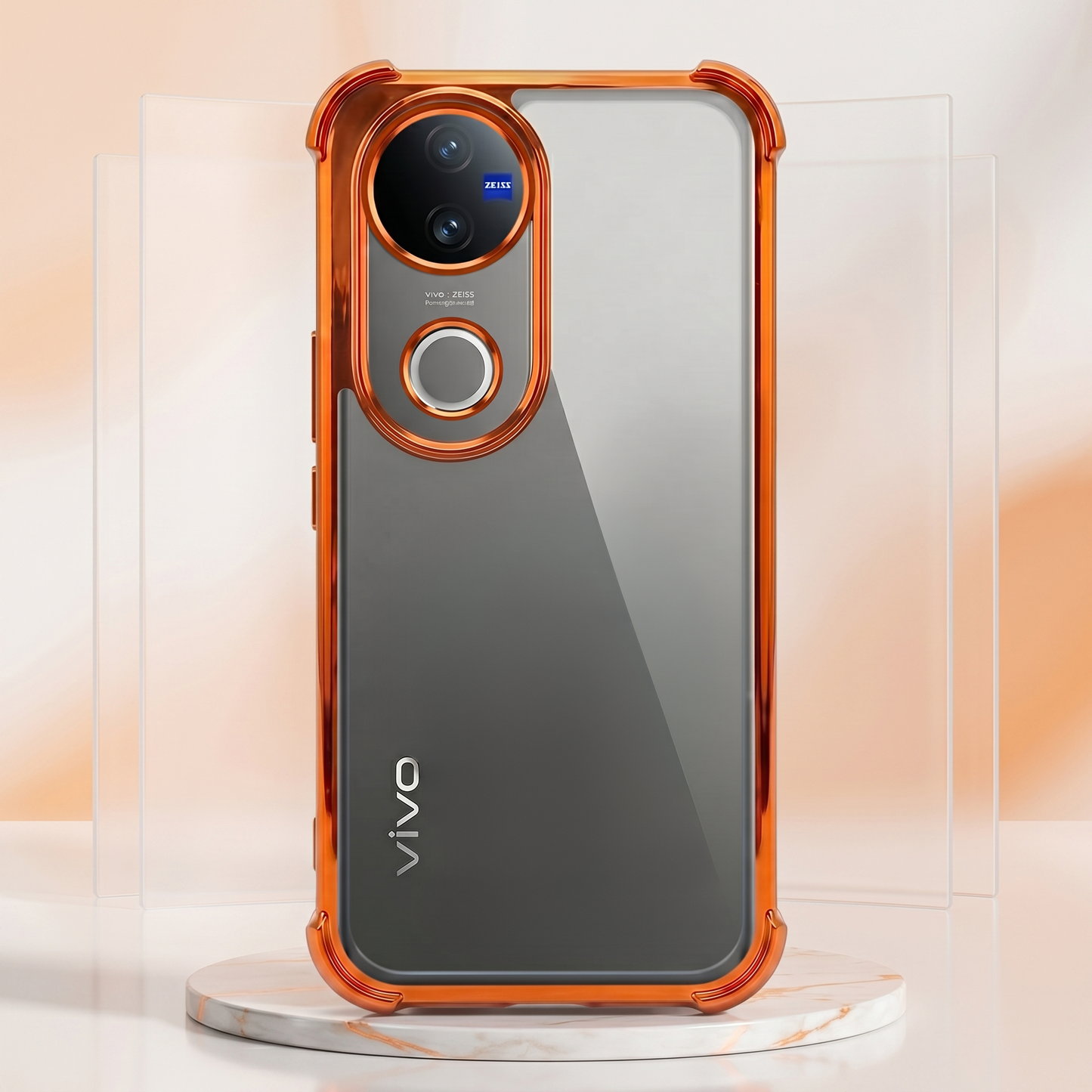 Vivo v50 5G Premium Shockproof Transparent Airbag Cosmic Orange Case