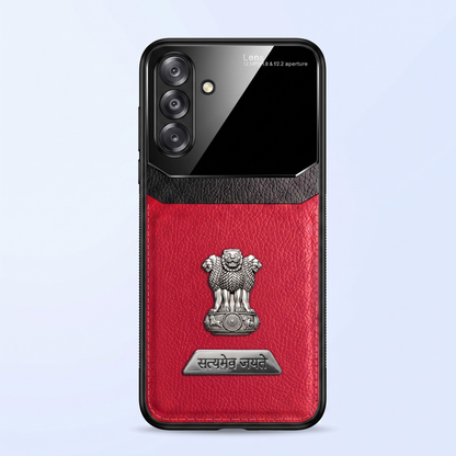 Samsung Galaxy M56 5G Satyamev Jayate 2-in-1 Emblem Leather Lens Protective Back Case