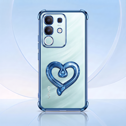 Vivo T4x 5G Premium Heart Stand Transparent Shockproof Airbag Phone Case