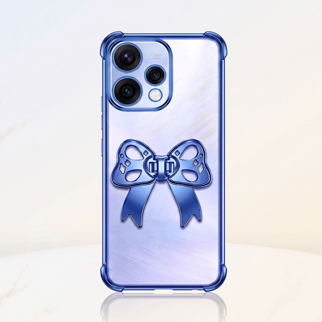 Oppo Reno 15 5G Stylish Bow Knot Stand Transparent Shockproof Airbag Phone Case