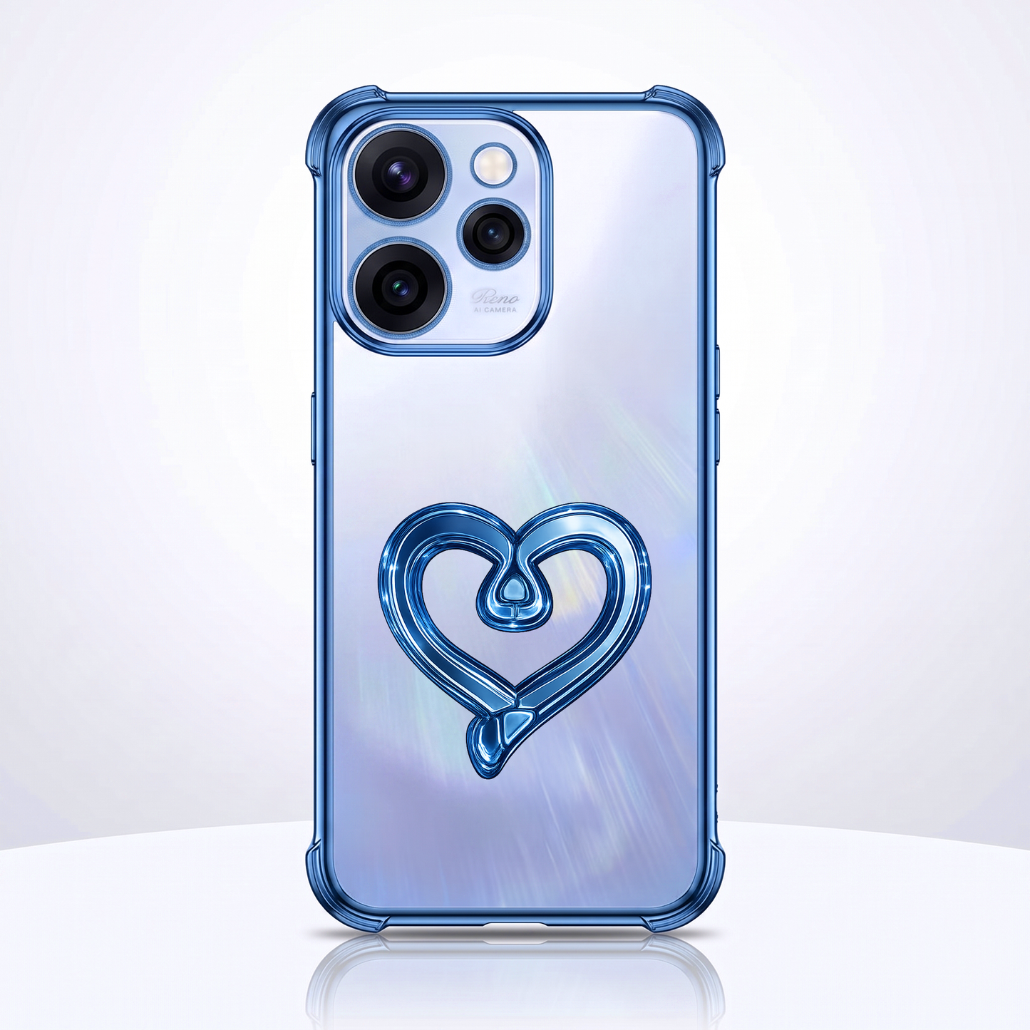 Oppo Reno 15 Pro Mini 5G Premium Heart Stand Transparent Shockproof Airbag Phone Case
