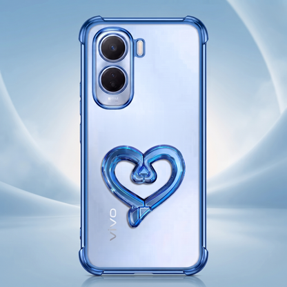 Vivo T5 Pro 5G Premium Heart Stand Transparent Shockproof Airbag Phone Case