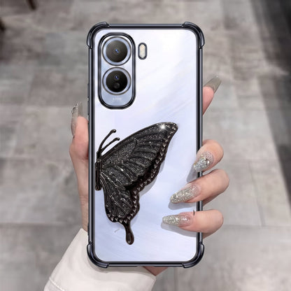 Vivo T5 Pro 5G Premium Butterfly Glitter Stand Transparent Shockproof Airbag Phone Case