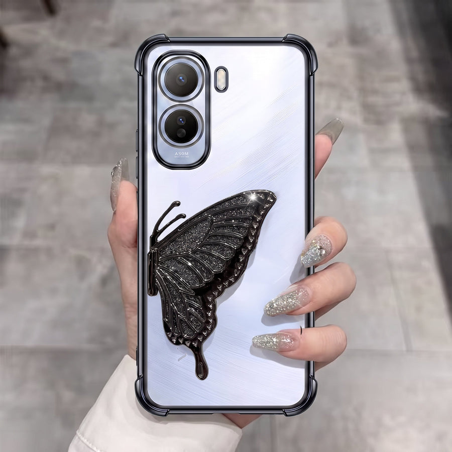 Vivo T5 Pro 5G Premium Butterfly Glitter Stand Transparent Shockproof Airbag Phone Case