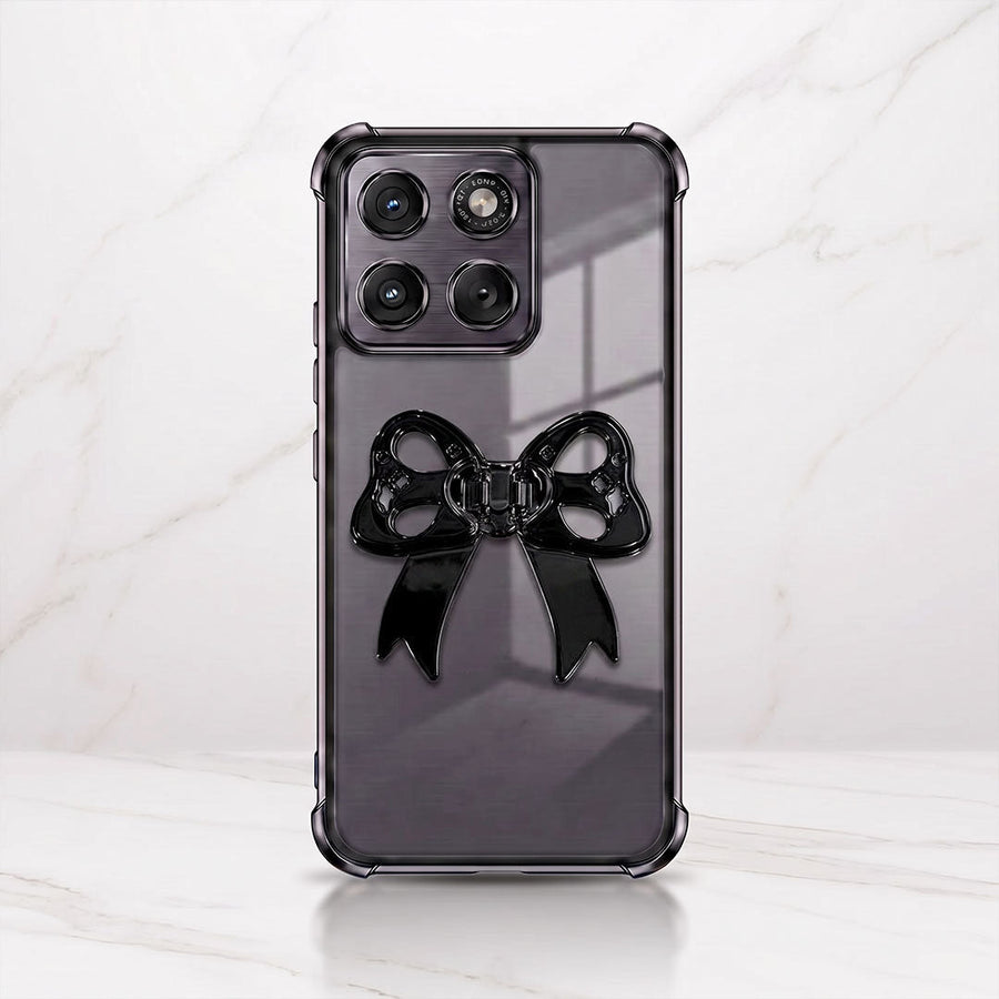Motorola Edge 70 5G Stylish Bow Knot Stand Transparent Shockproof Airbag Phone Case
