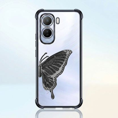 Vivo T5 Pro 5G Premium Butterfly Glitter Stand Transparent Shockproof Airbag Phone Case