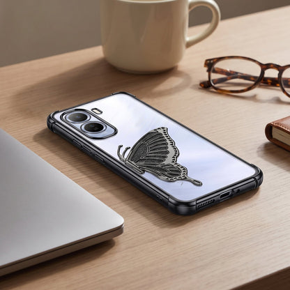 Vivo T5 Pro 5G Premium Butterfly Glitter Stand Transparent Shockproof Airbag Phone Case