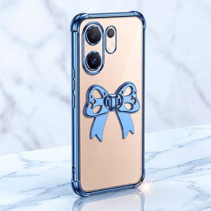 Vivo V60 5G Stylish Bow Knot Stand Transparent Shockproof Airbag Phone Case