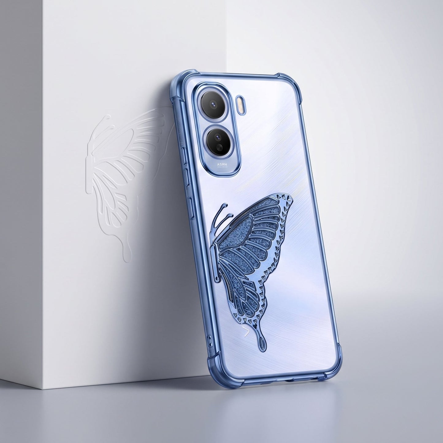 Vivo T5 Pro 5G Premium Butterfly Glitter Stand Transparent Shockproof Airbag Phone Case