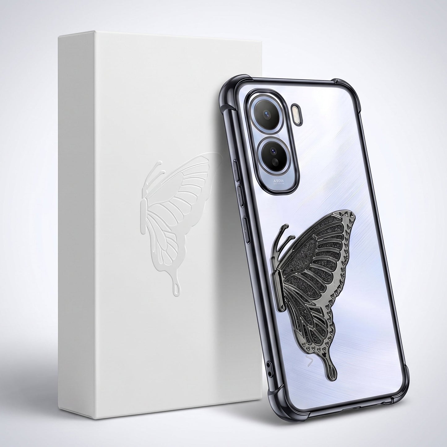 Vivo T5 Pro 5G Premium Butterfly Glitter Stand Transparent Shockproof Airbag Phone Case
