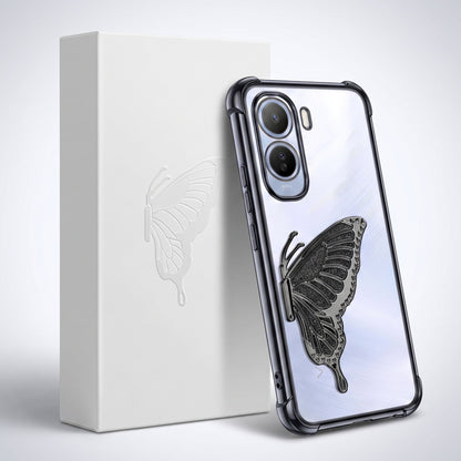 Vivo T5 Pro 5G Premium Butterfly Glitter Stand Transparent Shockproof Airbag Phone Case