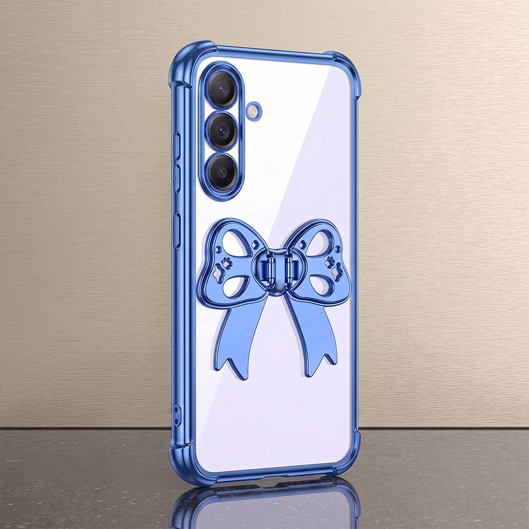Samsung Galaxy A36 5G Stylish Bow Knot Stand Transparent Shockproof Airbag Phone Case