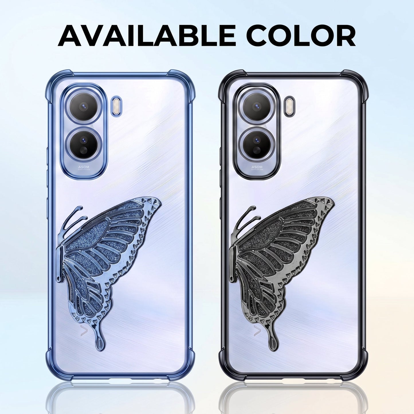 Vivo T5 Pro 5G Premium Butterfly Glitter Stand Transparent Shockproof Airbag Phone Case