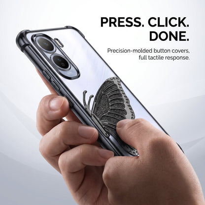 Vivo T5 Pro 5G Premium Butterfly Glitter Stand Transparent Shockproof Airbag Phone Case