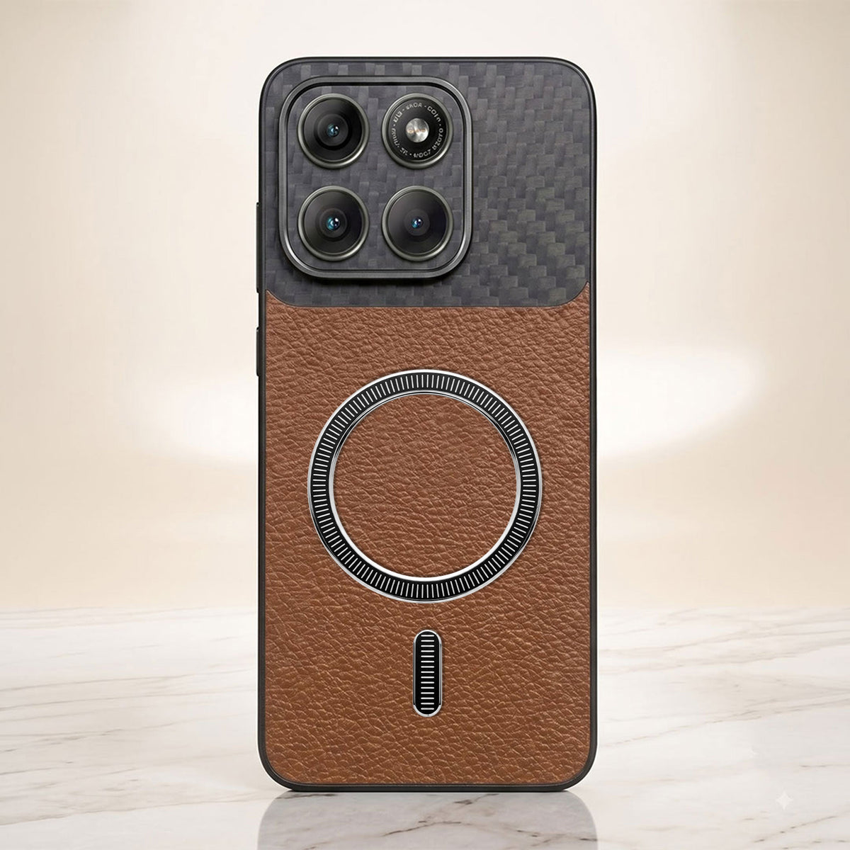 Motorola Edge 60 Pro 5G Carbon Fiber Leather Hybrid MagSafe Magnetic Case