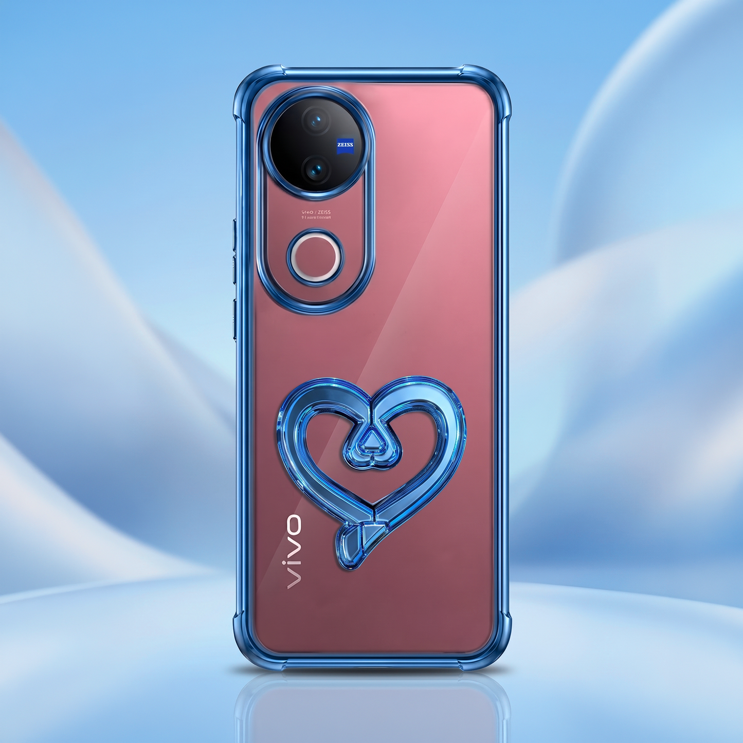 Vivo V50 5G Premium Heart Stand Transparent Shockproof Airbag Phone Case