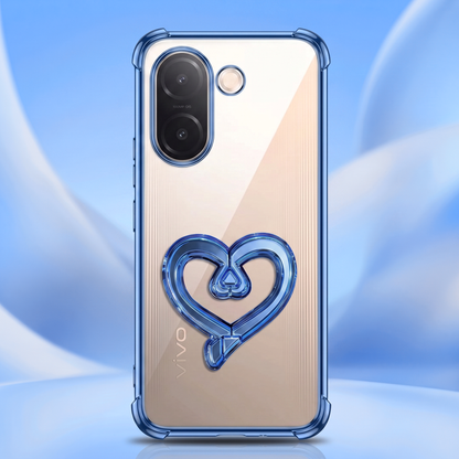 Vivo V60e 5G Premium Heart Stand Transparent Shockproof Airbag Phone Case