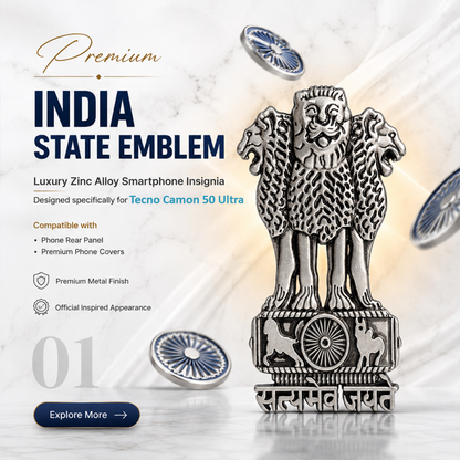 Tecno Camon 50 Ultra 5G Compatible Satyamev Jayate 3D Metal Emblem Sticker