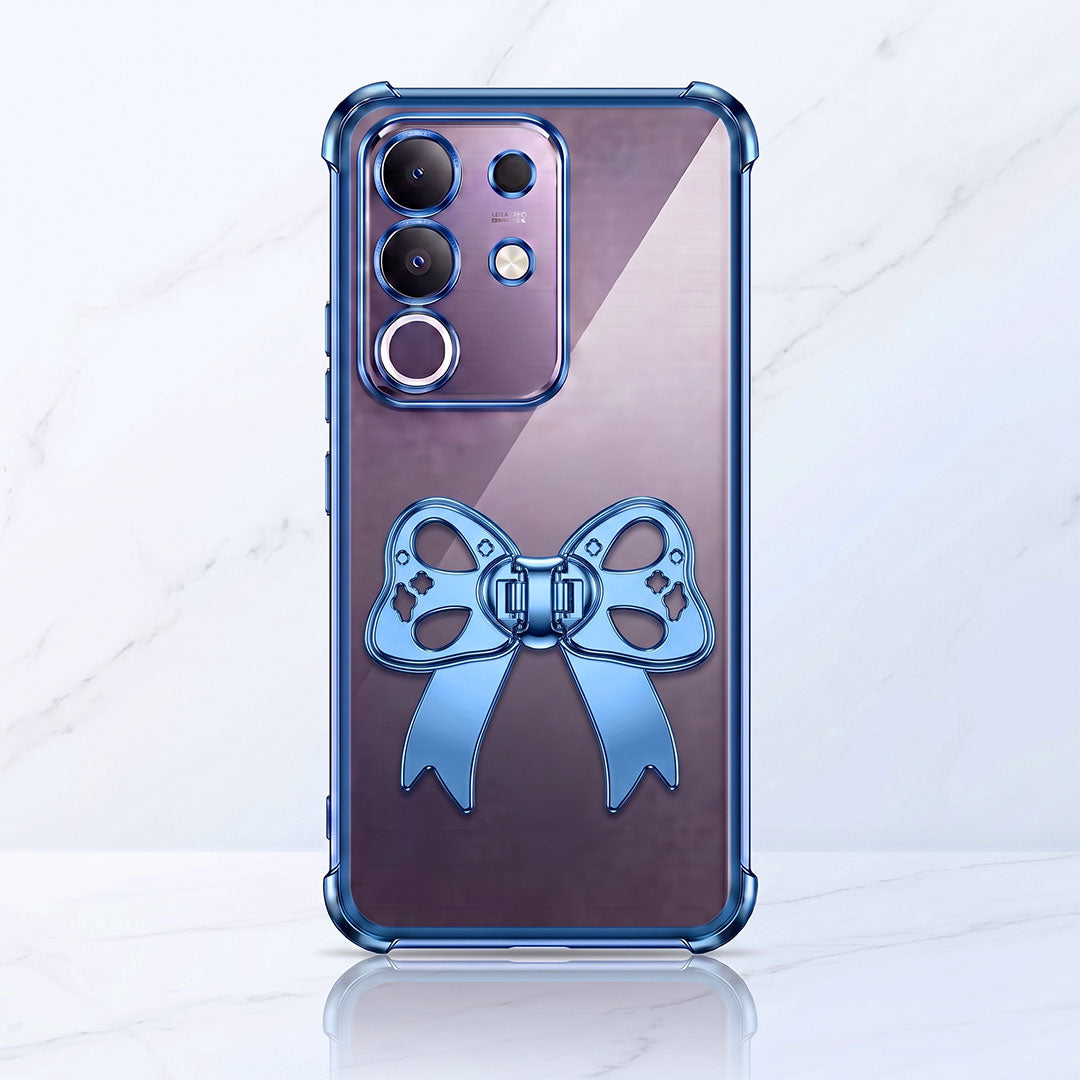 Vivo T4x 5G Stylish Bow Knot Stand Transparent Shockproof Airbag Phone Case