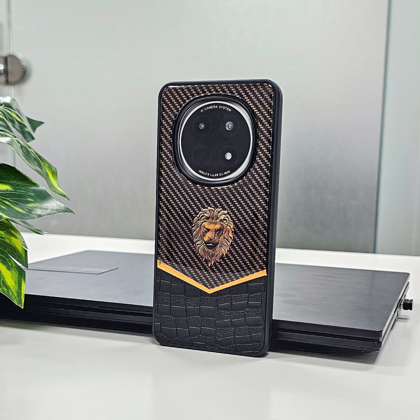 OPPO F29 Pro 5G Luxury Lion Pattern Leather And Liquid Silicone Case