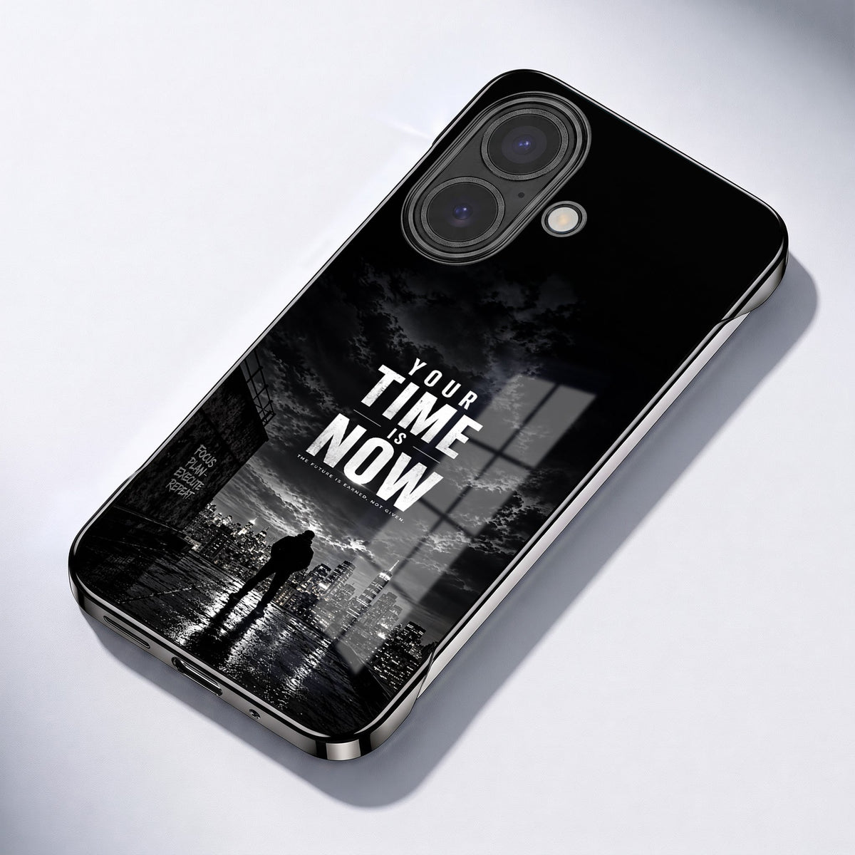 iPhone 16 Plus 5G  Your Time Black Printed  Frameless Back Case