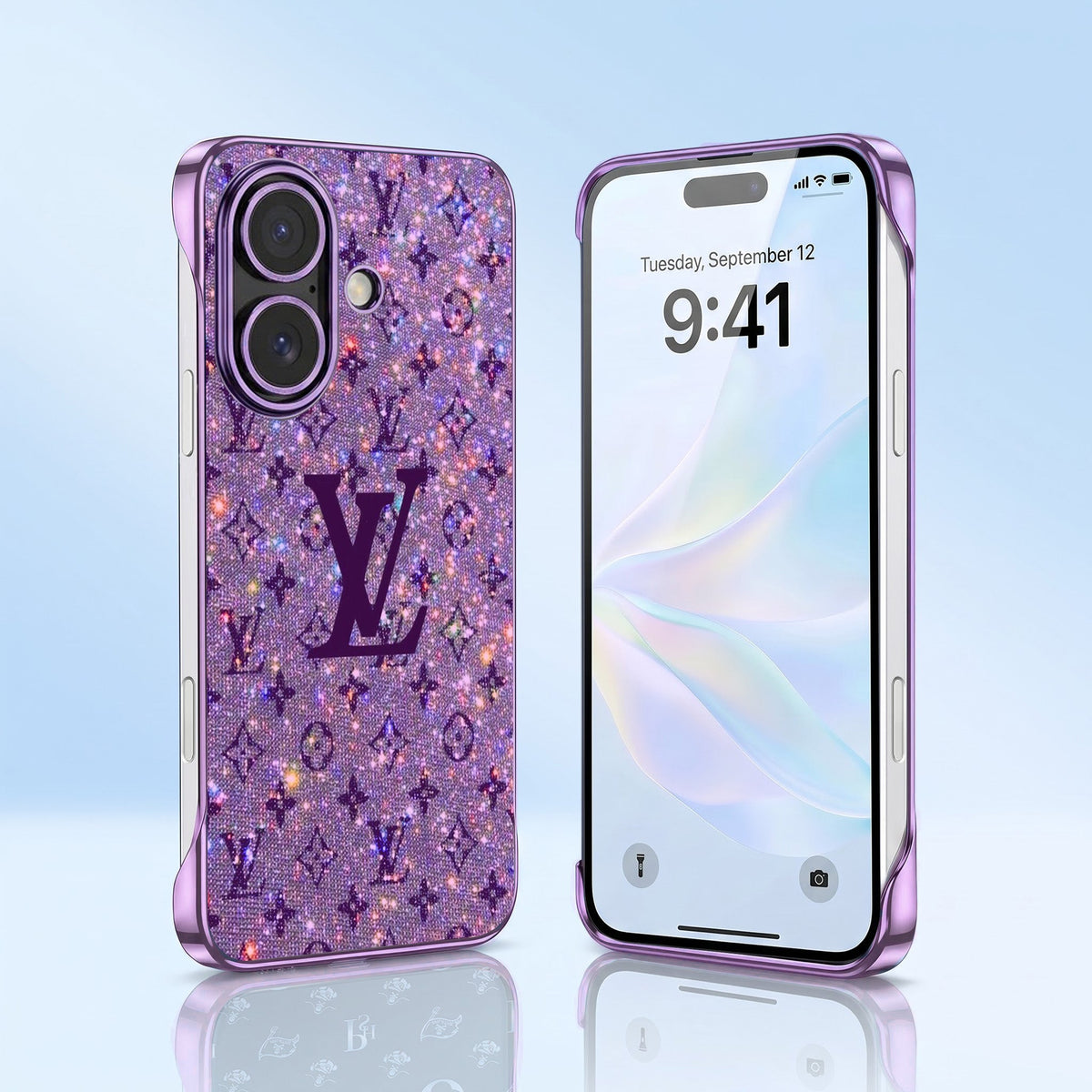 iPhone 16 Plus 5G Luxury LV Purple Printed  Frameless Back Case (Copy)