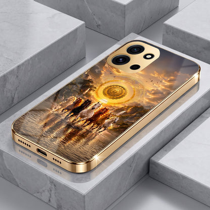 OnePlus Nord 6 5G Celestial Seven Horses Gold Electroplated Glass Phone Back Case